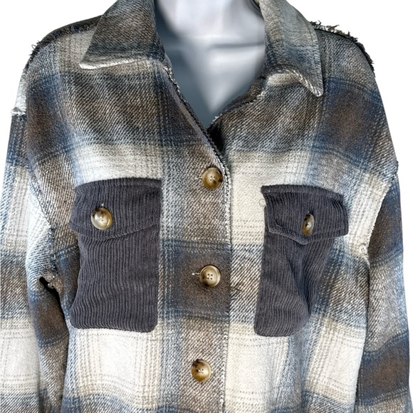 Altar'd State Gray and Blue Utility Jacket with Classic Design Size Medium - Picture 2 of 3